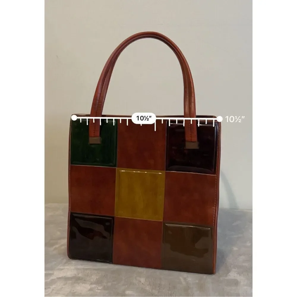 Iconic VINTAGE Patchwork Bag “Friends” Phoebe Square Leather Tote